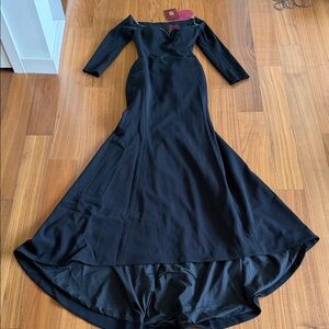 Scarlett Black Off-Shoulder High-Low Evening Gown